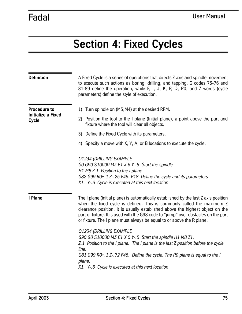 Fixed Cycles Flint Machine Tools Inc Manualzz
