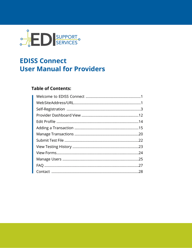 EDISS Connect User Manual for Providers Manualzz