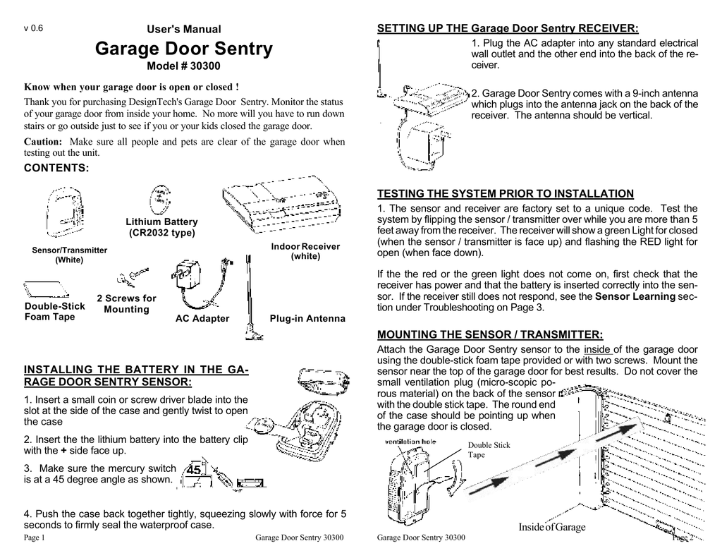 Garage Door Sentry Manualzz Com