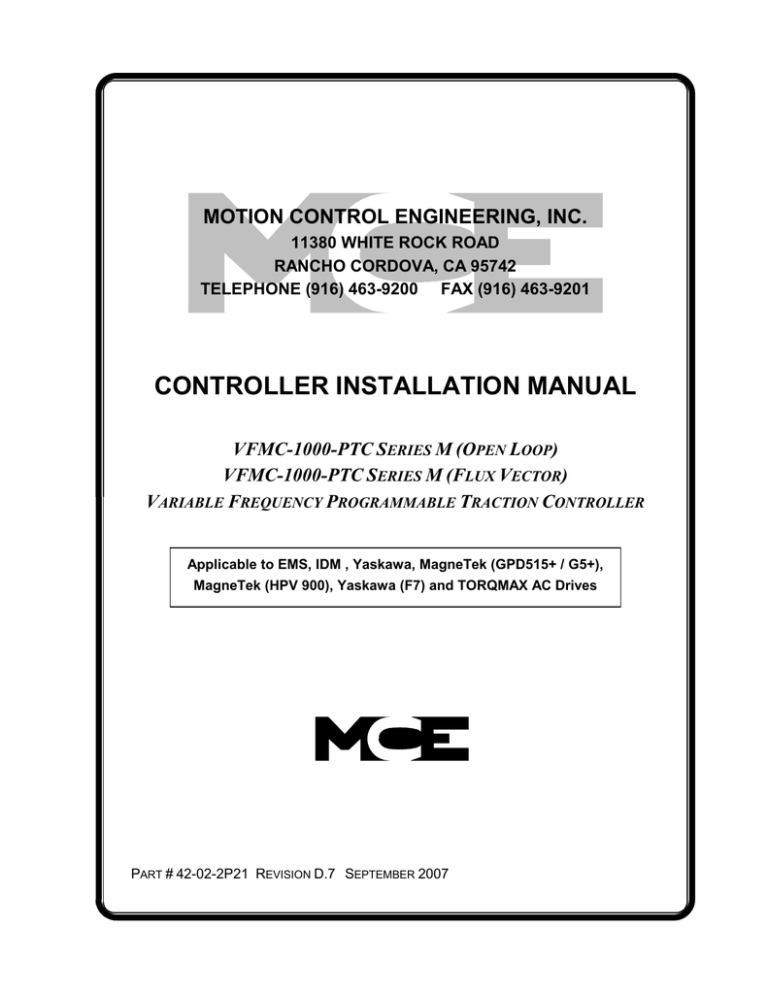 Vfmc 1000 Ptc Series M Motion Control Engineering Inc Manualzz