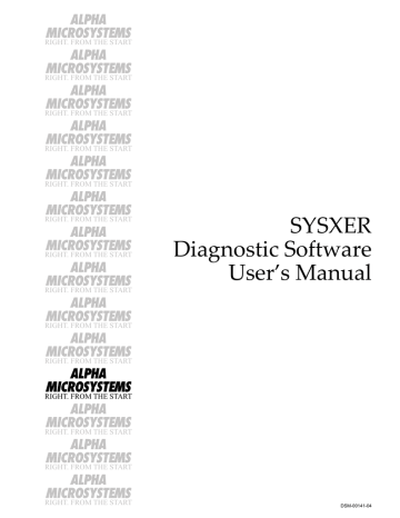 Alpha Microsystems SYSXER Diagnostic Software User's Manual | Manualzz