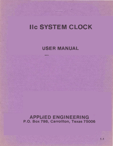 IIc System Clock Manual 1.1 - Applied Engineering Repository | Manualzz