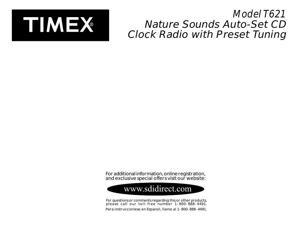 Timex Nature Sounds AutoSet CD T621 User Manual Manualzz