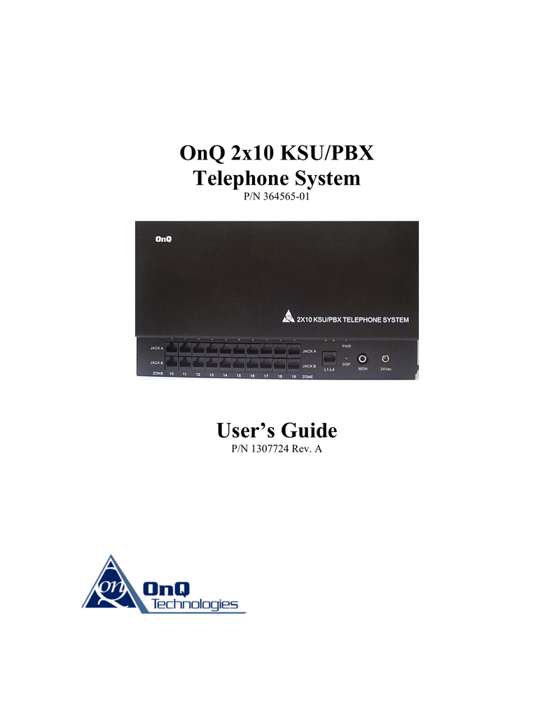 OnQ 2x10 KSU/PBX Telephone System User`s Guide Manualzz
