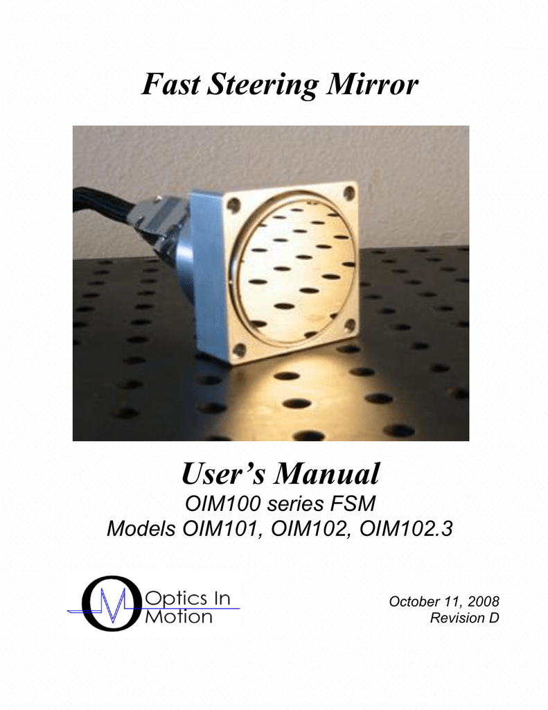 Fast Steering Mirror User`s Manual Manualzz