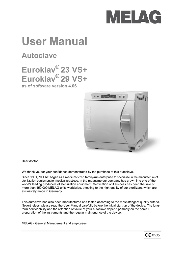 Melag Euroklav 23 S User Manual