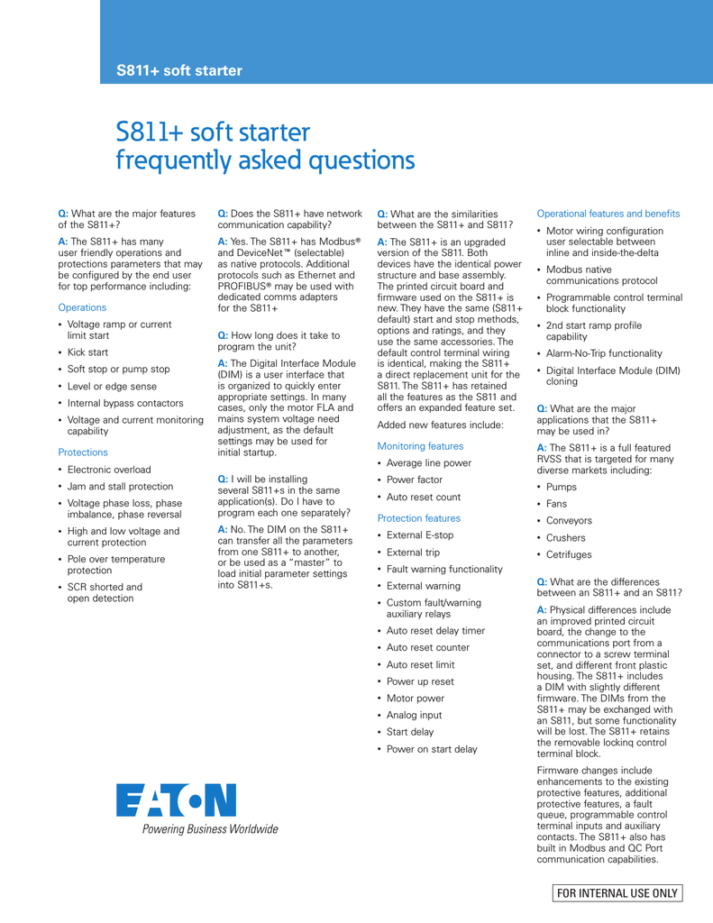 S811 soft starter frequently asked questions Manualzz