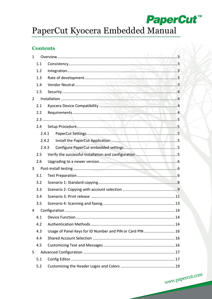 PaperCut MF Kyocera Embedded Manual Manualzz