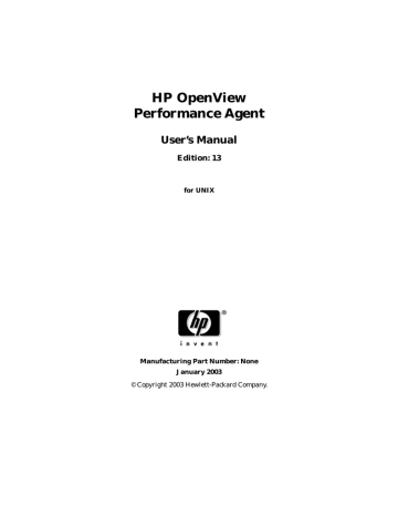 HP OpenView Performance Agent - Hewlett Packard Enterprise | Manualzz