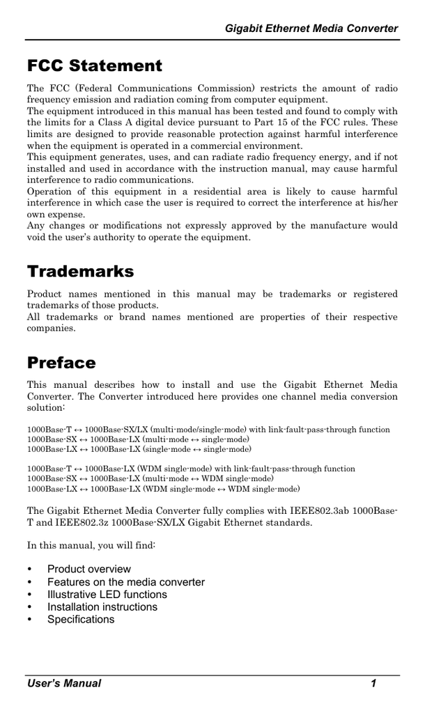 FCC Statement Trademarks Preface Manualzz