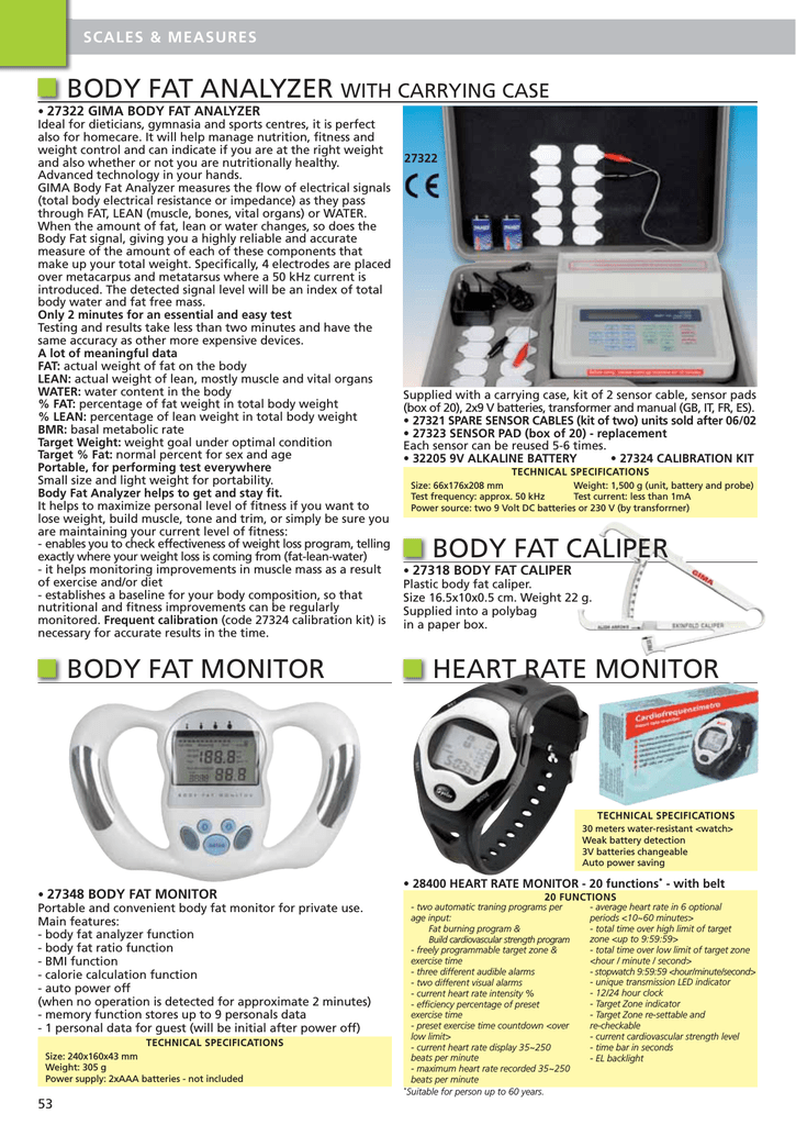 medical device certified Fat 1 GIMA skinfold calliper body fat meter