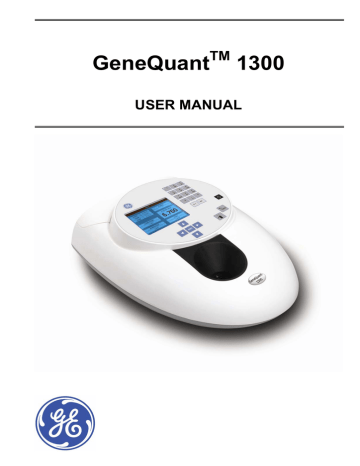 Genequant 1300 User Manual Ge Healthcare Life Sciences Manualzz Genequant 1300 User Manual Ge Healthcare Life Sciences Manualzz