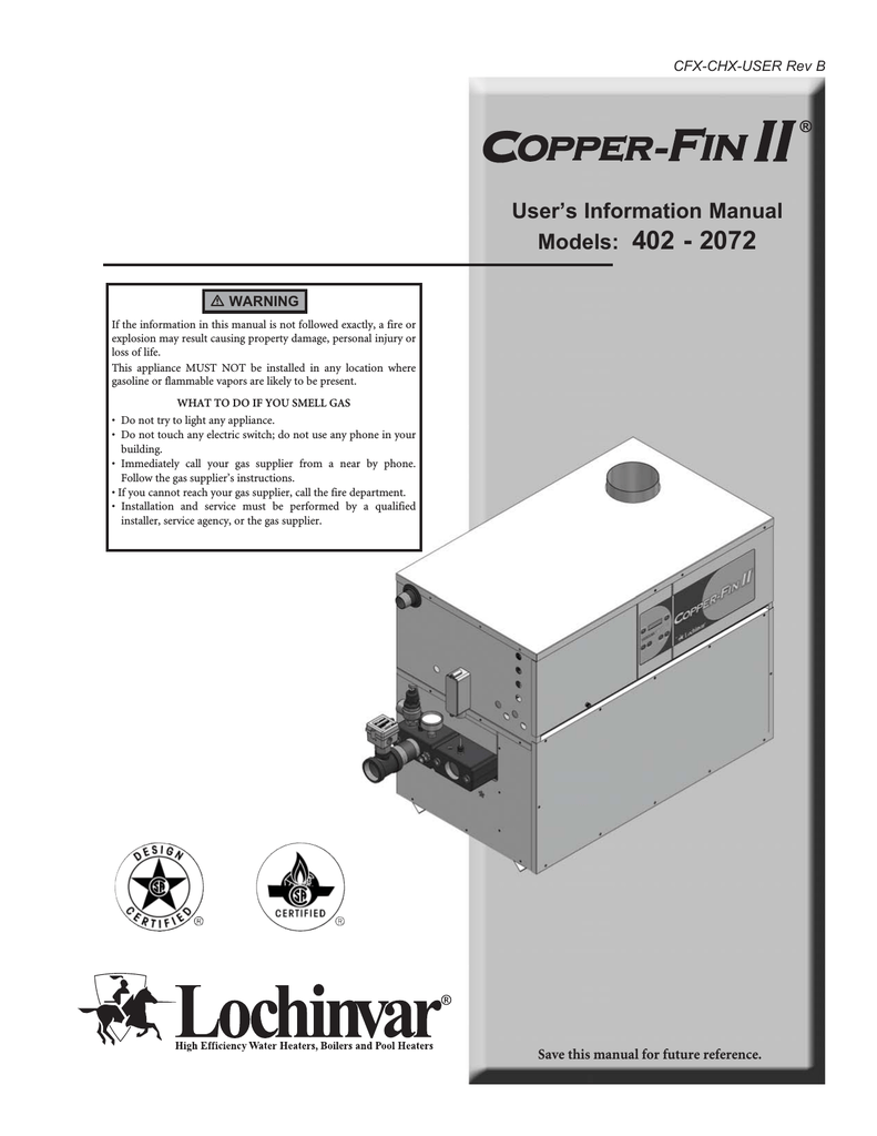 Lochinvar Copperfin II 2072 User's Information Manual Manualzz