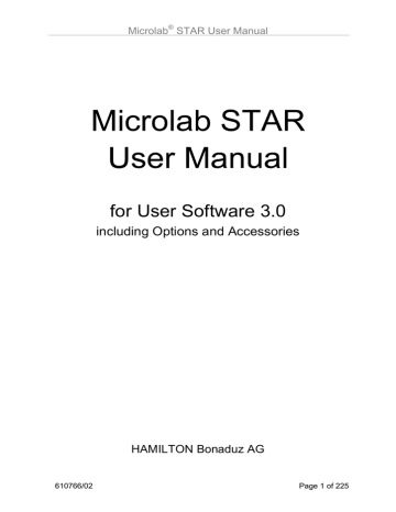 Hamilton Microlab STAR User manual | Manualzz