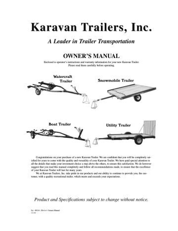 warning - Karavan Trailers | Manualzz Karavan Snowmobile Trailer Wiring Diagram Manualzz