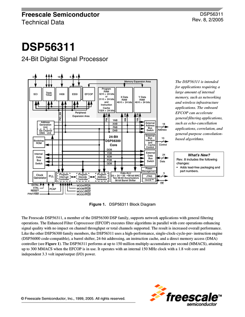 Freescale Semiconductor DSP56311 Technical Data Manual Manualzz