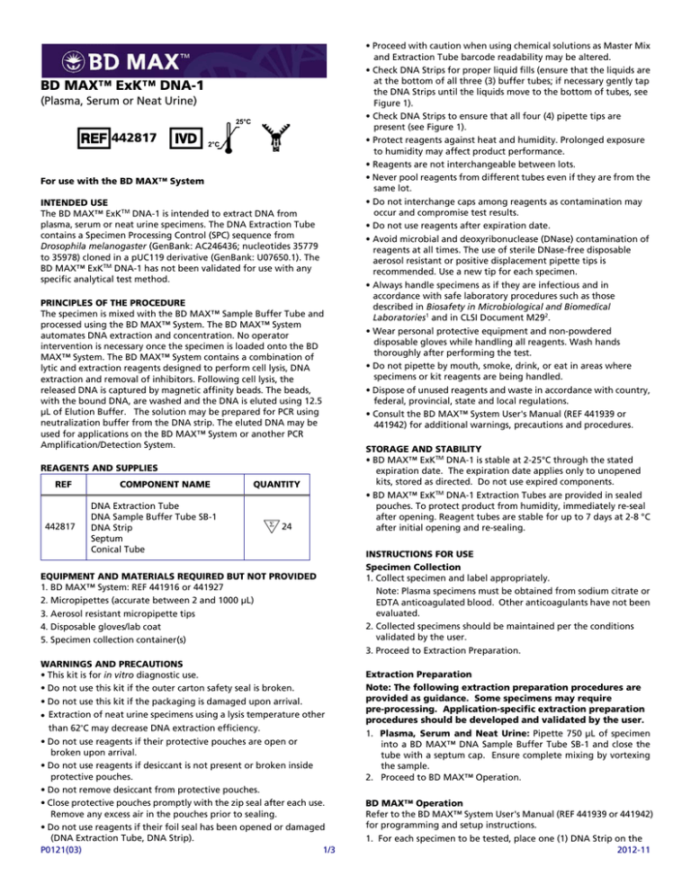 exk dna 1 package insert bd molecular
