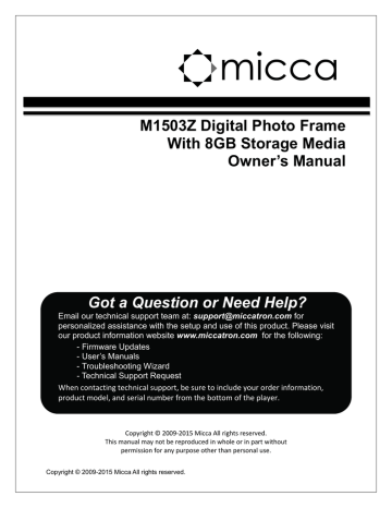 Micca M1503Z 15-Inch Digital Photo Frame User manual | Manualzz