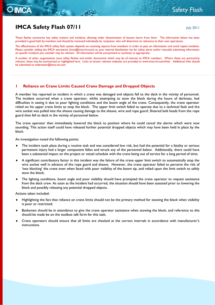 IMCA Safety Flash 06/08 Anciens Et Réunions