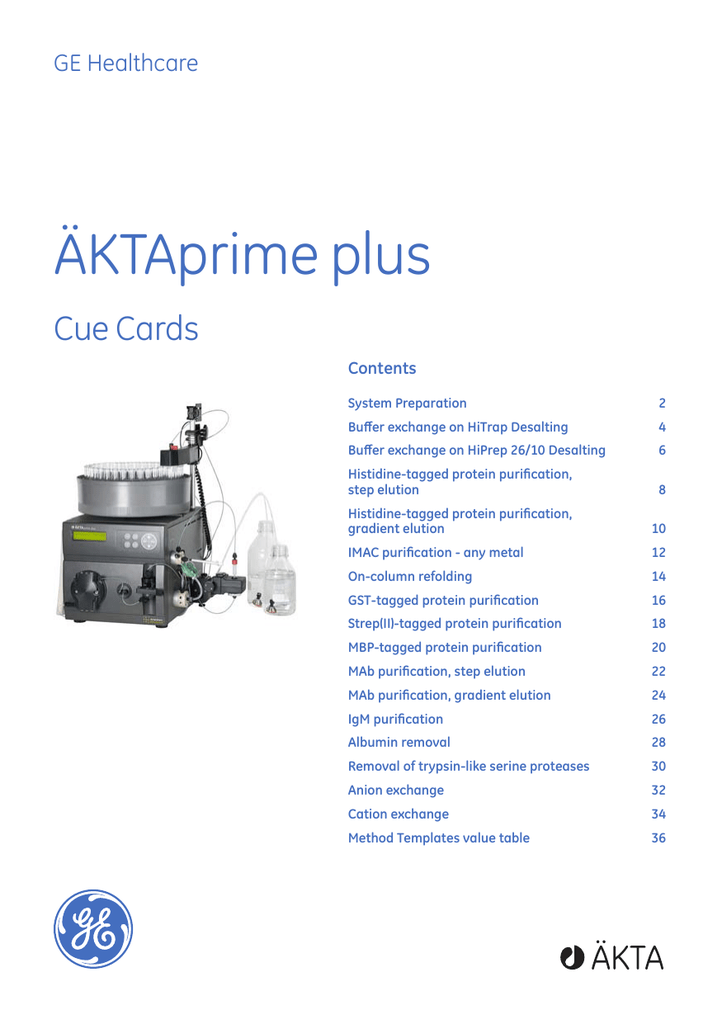 GE HEALTHCARE AKTAprime plus Quick Reference Instructions Manualzz