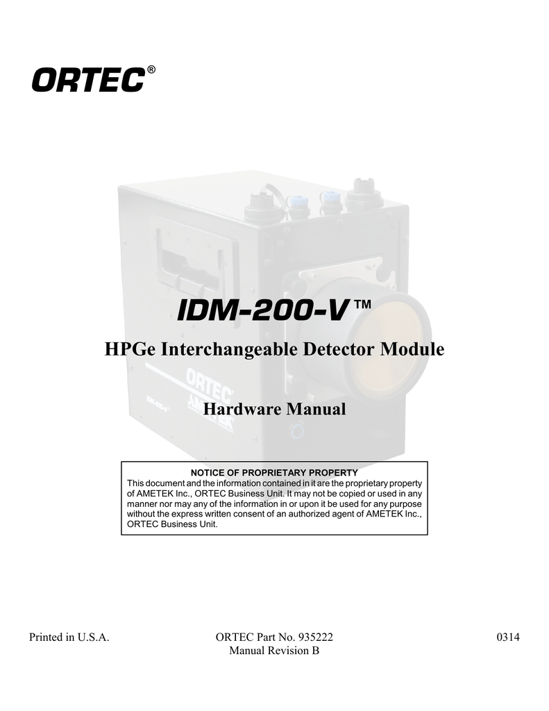 Ortec IDM-200-V Manual | Manualzz