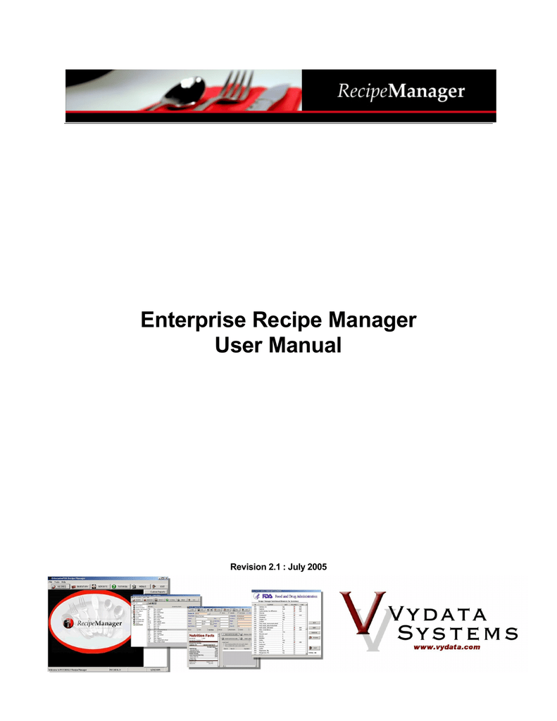 Recipe Manager Complete User Manual Manualzz