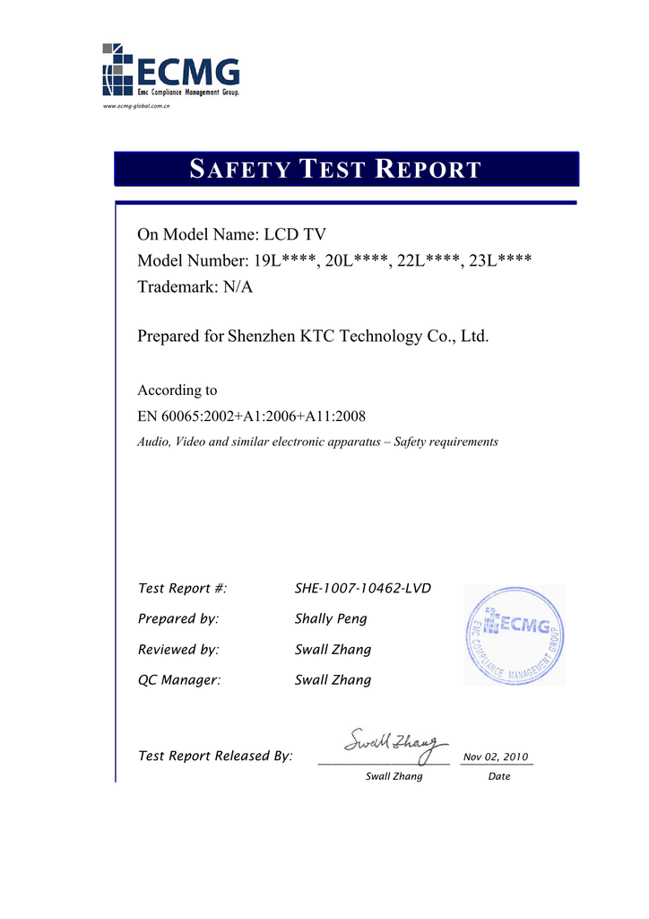SAFETY TEST REPORT Manualzz