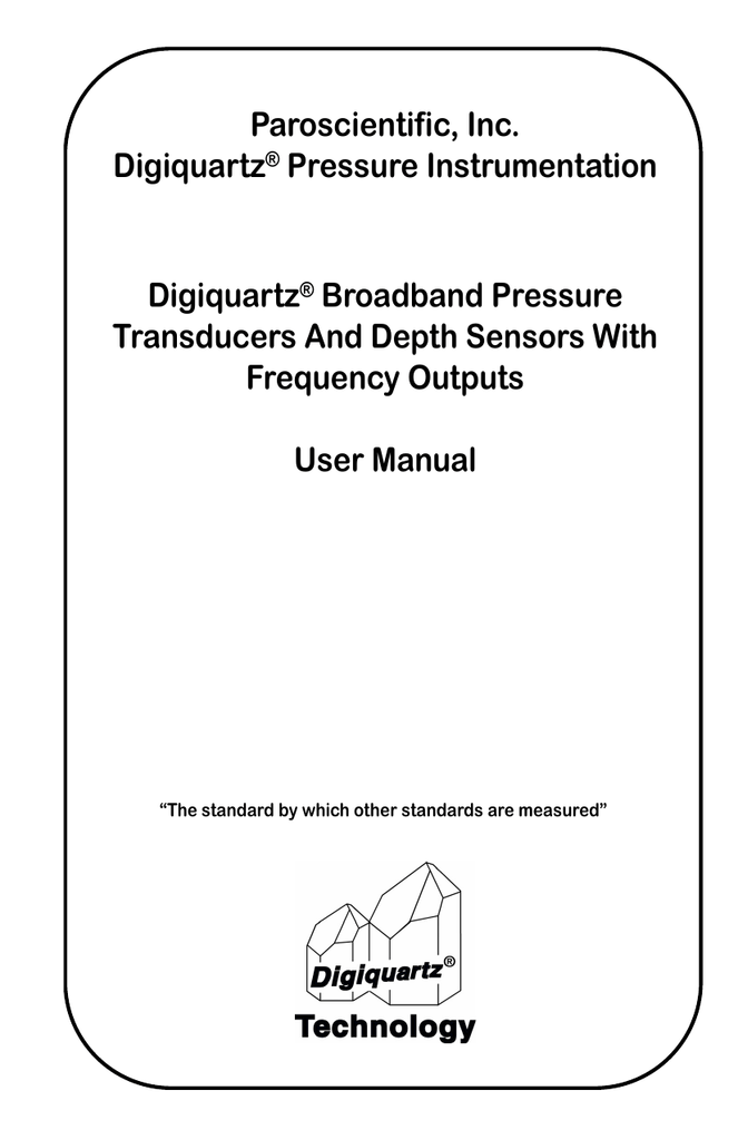Digiquartz® Broadband Pressure Transducers And Depth Sensors Manualzz