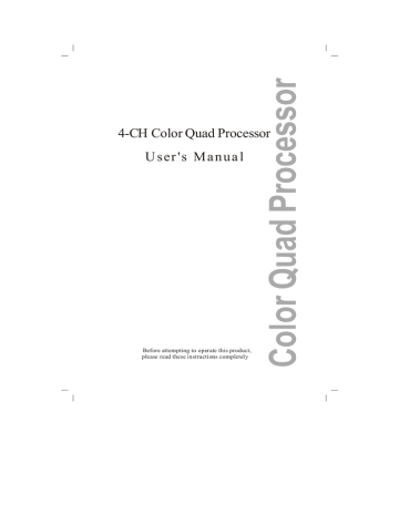 User`s Manual 4-CH Color Quad Processor | Manualzz