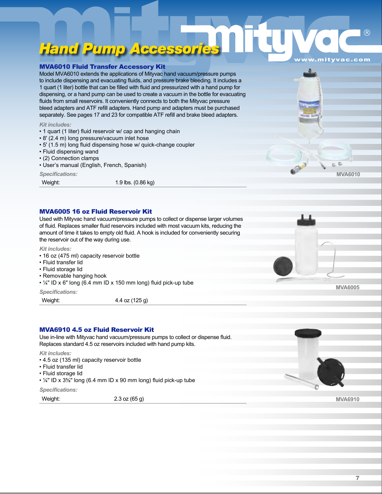 Mityvac MVA6005 16 oz Fluid Reservoir Kit MOTORS IN1955394