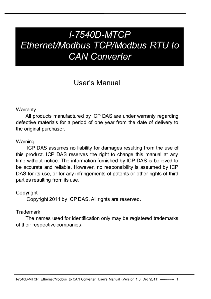 I-7540DM-MTCP - CAN to Ethernet / Modbus TCP / Modbus RTU Converter