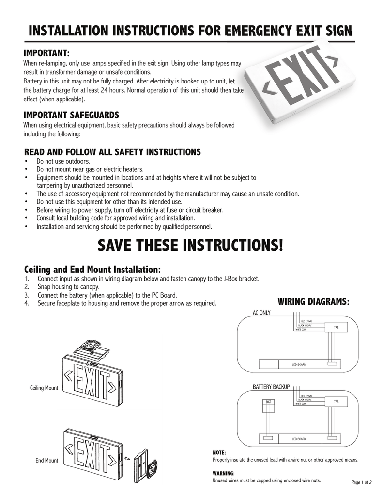 Wiring Diagram For Exit Signs Wiring Diagrams