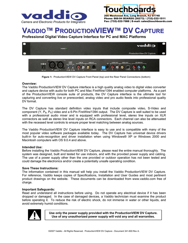 Video capture device with firewire