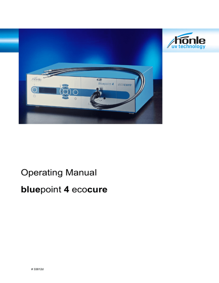 bluepoint 4 ecocure User Manual | Operation