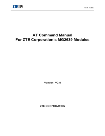 AT Command Manual For ZTE Corporation`s | Manualzz