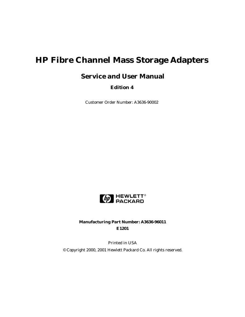 HP Fibre Channel Mass Storage Adapters Service and User Manual |  manualzz.com