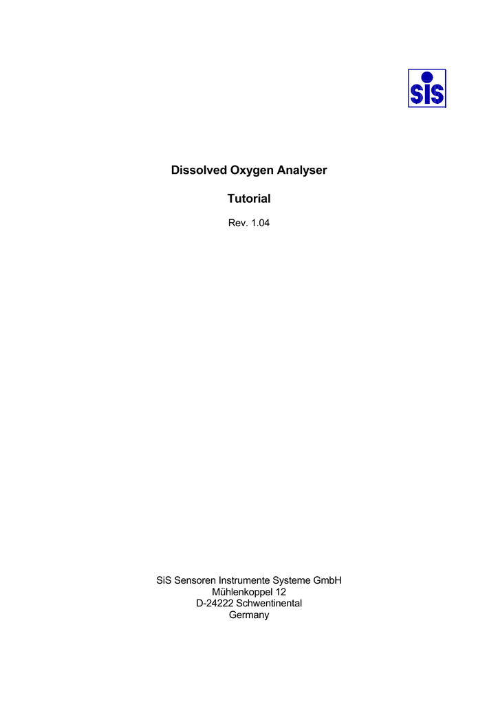 Dissolved Oxygen Analyser Tutorial Manualzz
