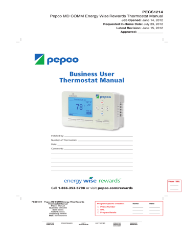 Pepco Energy Wise Rewards Programmable Thermostat Manual Manualzz