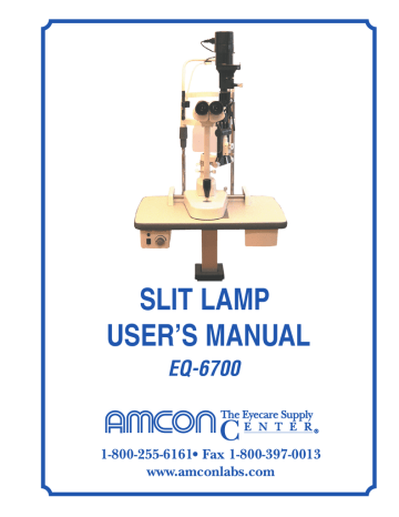 SLIT LAMP USER`S MANUAL | Manualzz
