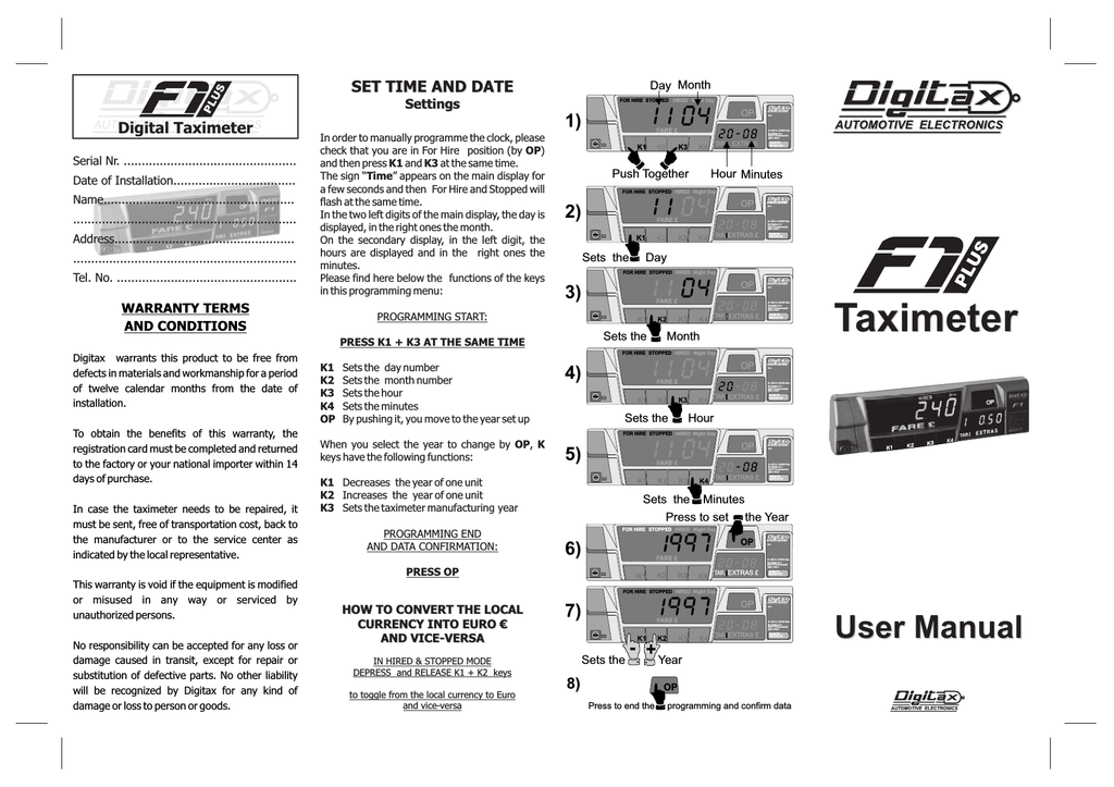 Digitax Taxi Meter User Manual