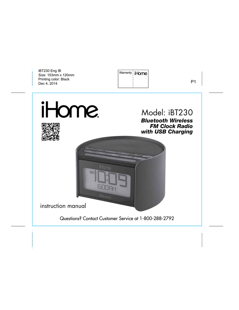 iHome iBT230 Instruction manual Manualzz