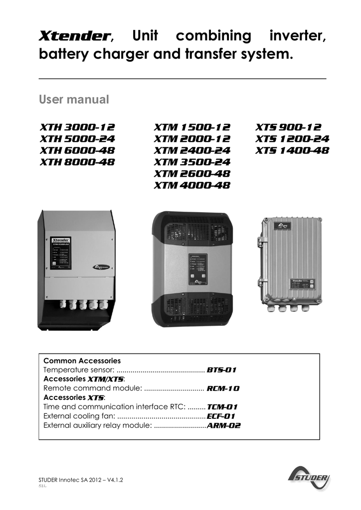 Unit combining inverter, battery charger and transfer Manualzz