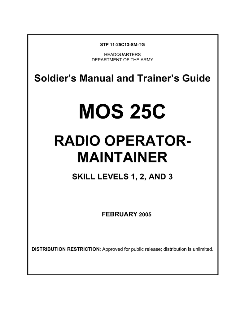 soldier s manual and trainer s guide mos 25c radio 74b mos