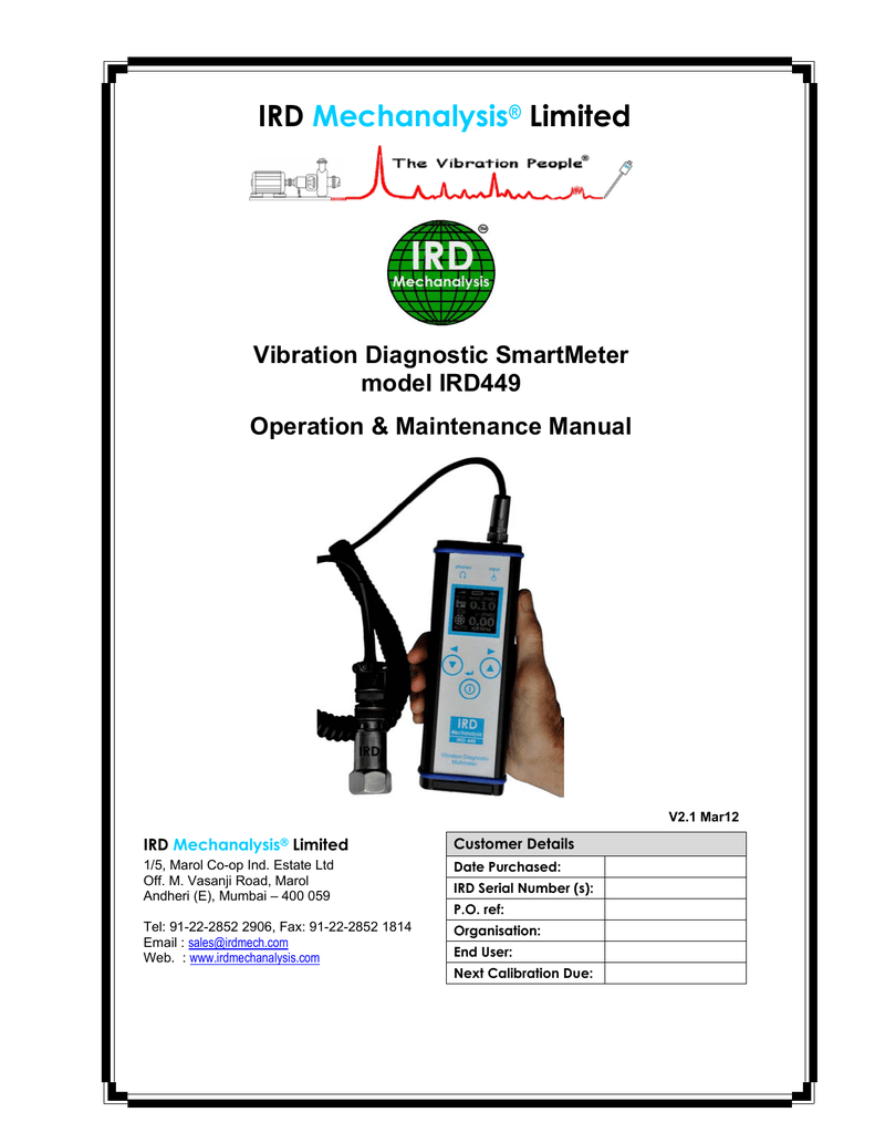 Ird Mechanalysis Vibration Chart