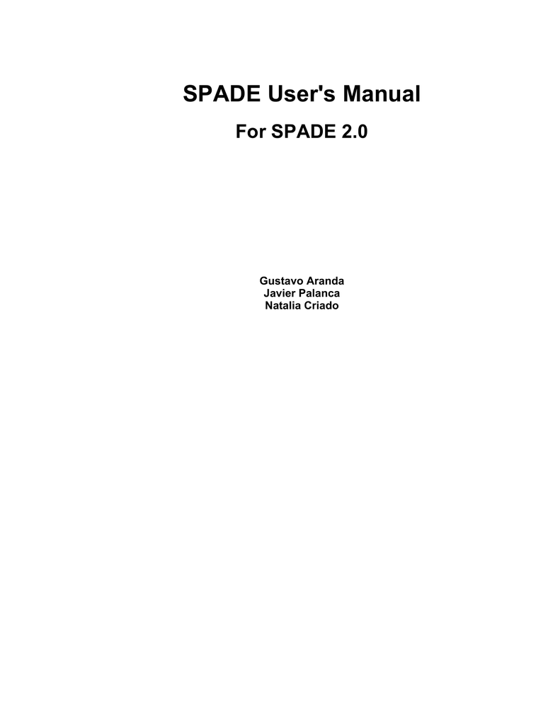 SPADE User`s Manual Manualzz