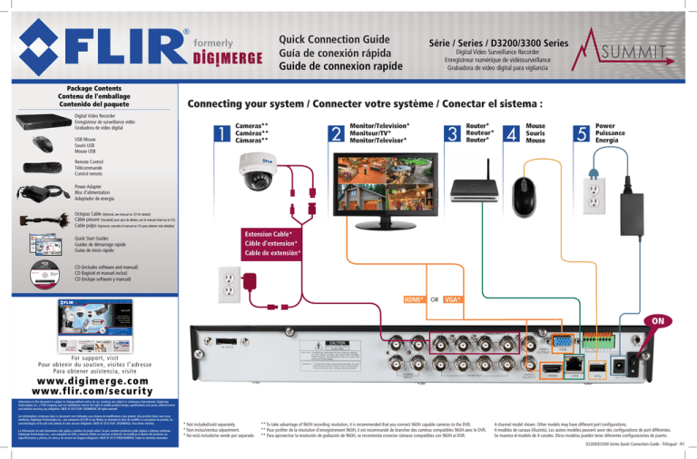 Flir Digimerge D3200 D3300 SERIES Quick | Manualzz