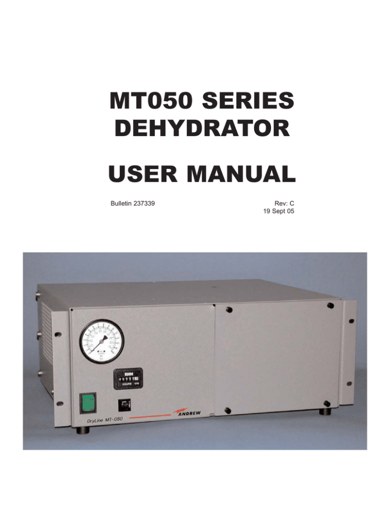 MT050 Series Dehydrator User Manual Manualzz