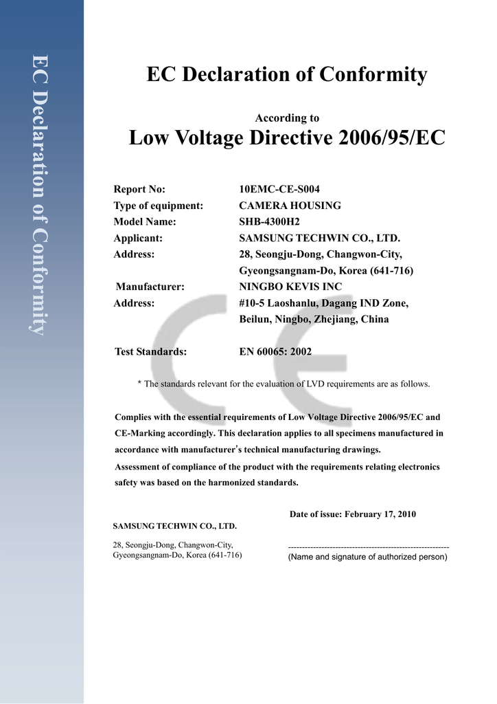 EC Declaration of Conformity EC Declaration of | Manualzz
