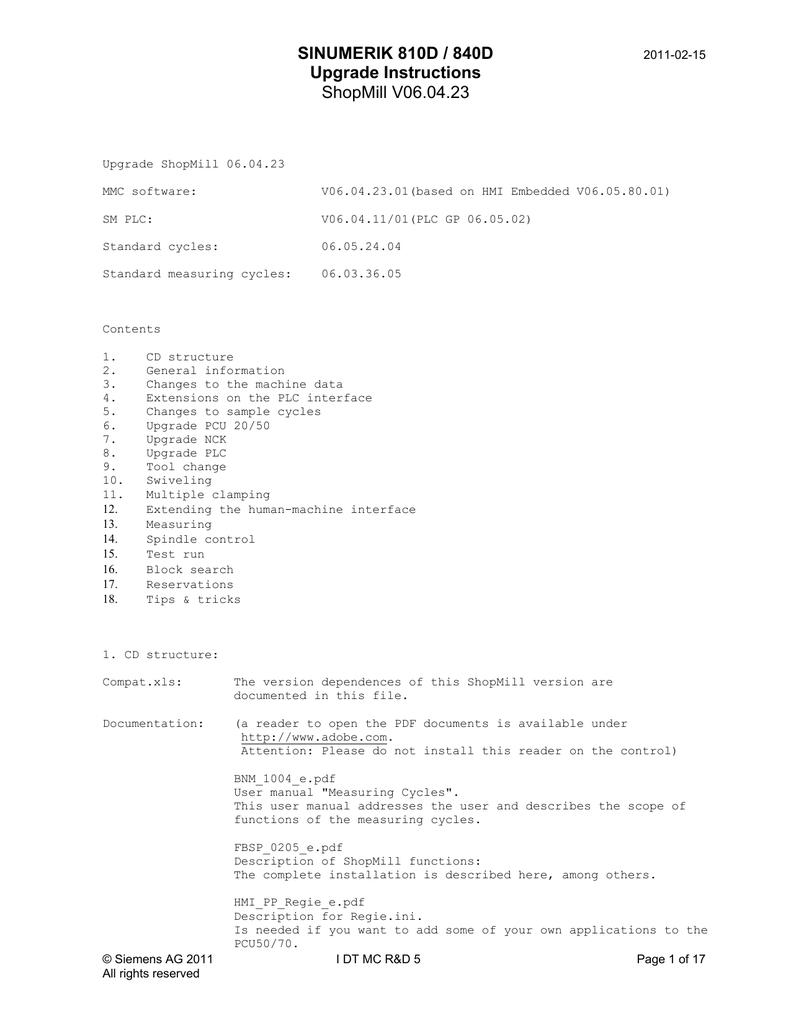 sinumerik 810d 840d upgrade instructions shopmill v06 04 23
