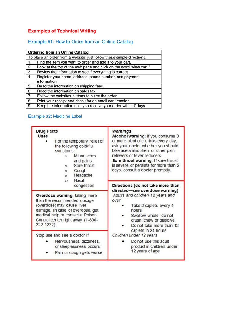 Examples Of Technical Writing Example 1 Manualzz